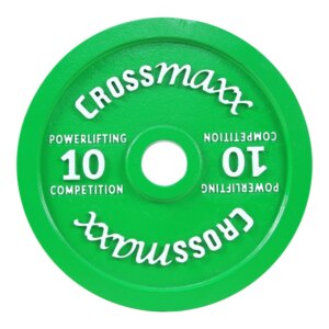 Crossmaxx kalibreret vægtskive 10 kg i støbejern til styrkeløft - grøn - Crossmaxx