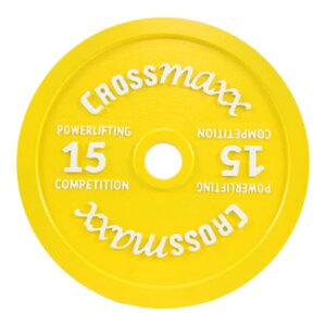 Crossmaxx kalibreret vægtskive 15 kg i støbejern til styrkeløft - gul - Crossmaxx