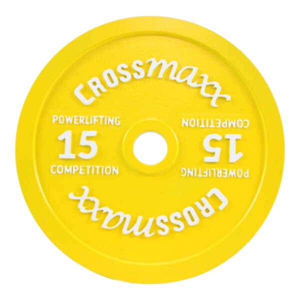 Crossmaxx kalibreret vægtskive 15 kg i støbejern til styrkeløft - gul - Crossmaxx