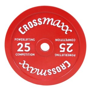 Crossmaxx kalibreret vægtskive 25 kg i støbejern til styrkeløft - rød - Crossmaxx