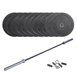Crossmaxx CF Vægtstangssæt (150 kg skiver + 20 kg vægtstang). Perfekt til crossfit og styrketræning - Crossmaxx