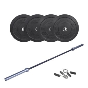 Crossmaxx CF Vægtstangssæt (30 kg skiver + 15 kg vægtstang). Perfekt til crossfit og styrketræning - Crossmaxx
