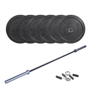 Crossmaxx CF Vægtstangssæt (60 kg skiver + 20 kg vægtstang). Perfekt til crossfit og styrketræning - Crossmaxx