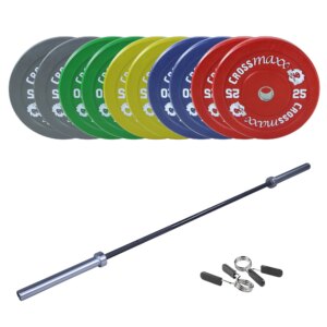 Crossmaxx CF Vægtstangssæt 150 kg Farvet + 15 kg Stang - Crossmaxx