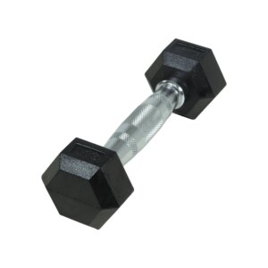 Crossmaxx Hexagon Håndvægt 1 kg - Lavet i støbejern, belagt med gummi - Riflet håndtag for godt greb - Til crossfit og styrketræning - Crossmaxx