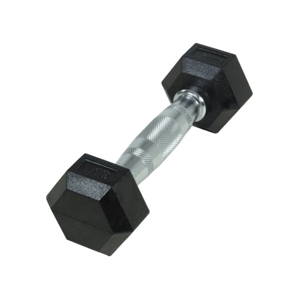 Crossmaxx Hexagon Håndvægt 1 kg - Lavet i støbejern, belagt med gummi - Riflet håndtag for godt greb - Til crossfit og styrketræning - Crossmaxx