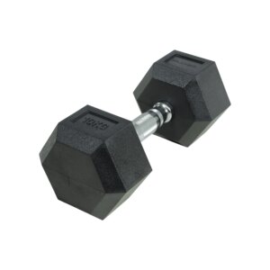 Crossmaxx Hexagon Håndvægt 10 kg - Lavet i støbejern, belagt med gummi - Riflet håndtag for godt greb - Til crossfit og styrketræning - Crossmaxx