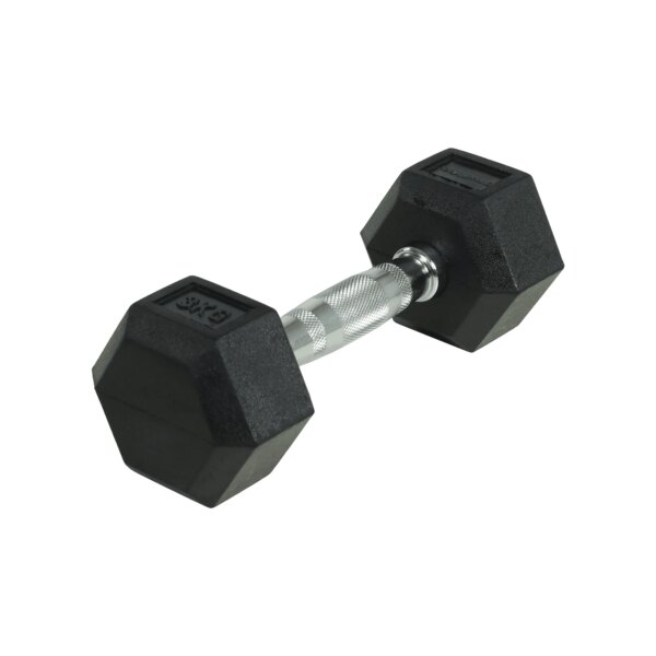 Crossmaxx Hexagon Håndvægt 3 kg - Lavet i støbejern, belagt med gummi - Riflet håndtag for godt greb - Til crossfit og styrketræning - Crossmaxx