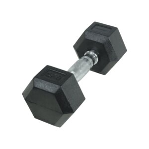 Crossmaxx Hexagon Håndvægt 5 kg - Lavet i støbejern, belagt med gummi - Riflet håndtag for godt greb - Til crossfit og styrketræning - Crossmaxx