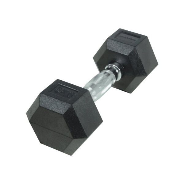 Crossmaxx Hexagon Håndvægt 6 kg - Lavet i støbejern, belagt med gummi - Riflet håndtag for godt greb - Til crossfit og styrketræning - Crossmaxx