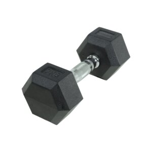 Crossmaxx Hexagon Håndvægt 7 kg - Lavet i støbejern, belagt med gummi - Riflet håndtag for godt greb - Til crossfit og styrketræning - Crossmaxx