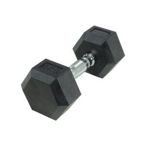 Crossmaxx Hexagon Håndvægt 8 kg - Lavet i støbejern, belagt med gummi - Riflet håndtag for godt greb - Til crossfit og styrketræning - Crossmaxx