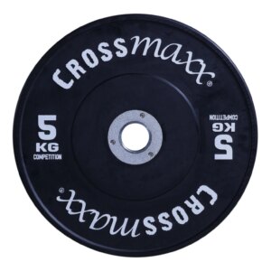 Crossmaxx Competition vægtskive 5 kg - sort. Af vulkaniseret gummi, slidstærk kvalitet. Til vægtløftning, crossfit og funktionel træning - Crossmaxx