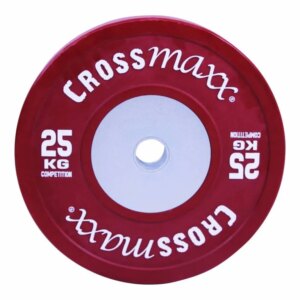 Crossmaxx Competition vægtskive 25 kg - rød. Af vulkaniseret gummi, slidstærk kvalitet. Til vægtløftning, crossfit og funktionel træning - Crossmaxx
