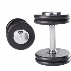 Lifemaxx Håndvægt 10 kg - Lige stålstang med 145 mm greb og riflet overflade - Kompakt hoved belagt med slidstærkt gummi - Lifemaxx