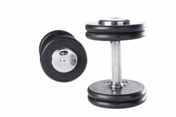 Lifemaxx Håndvægt 10 kg - Lige stålstang med 145 mm greb og riflet overflade - Kompakt hoved belagt med slidstærkt gummi - Lifemaxx