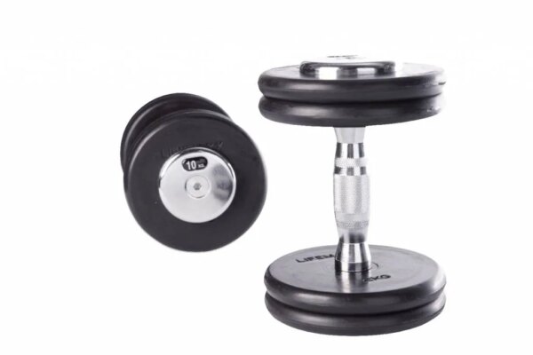 Lifemaxx Contoured Håndvægt 32 kg - Stålstang med 145 mm greb, contour og riflet overflade - Kompakt hoved belagt med slidstærkt gummi - Lifemaxx