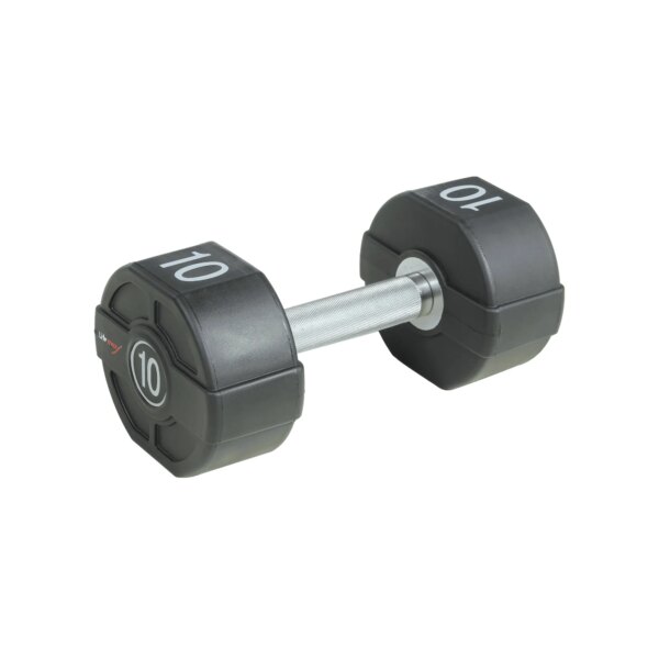 Lifemaxx PU Håndvægt 10 kg - Lige riflet håndtag - Udstyr til crossfit, styrketræning og funktionel fitness - Lifemaxx