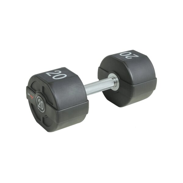 Lifemaxx PU Håndvægt 28 kg - Lige riflet håndtag - Udstyr til crossfit, styrketræning og funktionel fitness - Lifemaxx
