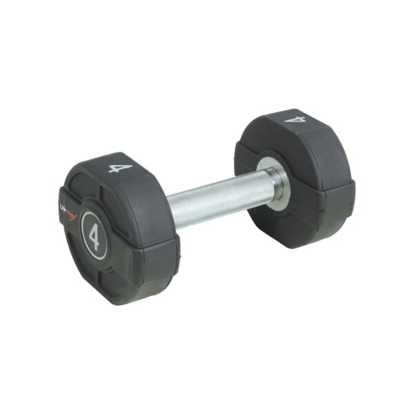 Lifemaxx PU Håndvægt 4 kg - Lige riflet håndtag - Udstyr til crossfit, styrketræning og funktionel fitness - Lifemaxx