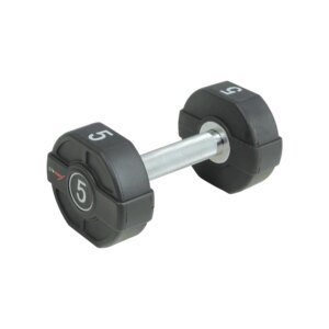 Lifemaxx PU Håndvægt 5 kg - Lige riflet håndtag - Udstyr til crossfit, styrketræning og funktionel fitness - Lifemaxx