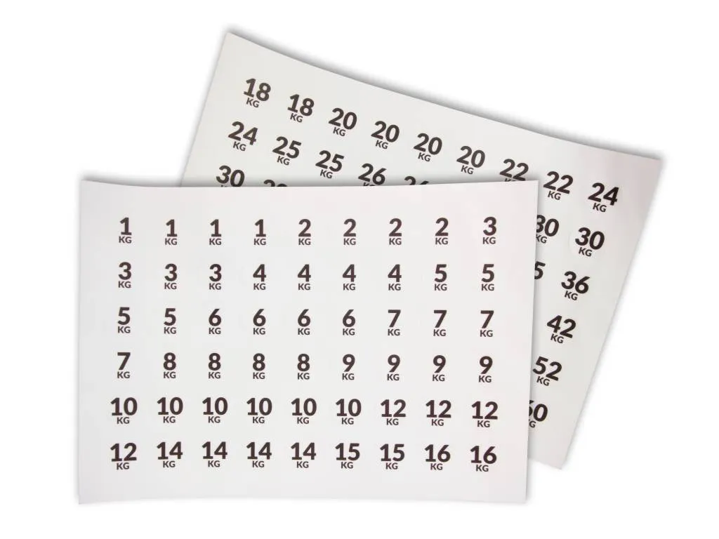 LMX. Klistermærker Med Kg (1-60 kg) - LMX.