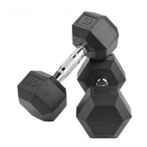 Crossmaxx Hexagon Håndvægt - Lavet i støbejern, belagt med gummi - Riflet håndtag for godt greb - Til crossfit og styrketræning - Crossmaxx
