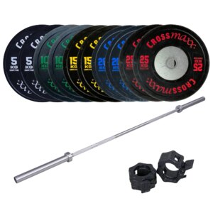 Crossmaxx Vægtløftning Vægtstangssæt 150 kg Sort + 20 kg Stang - Crossmaxx
