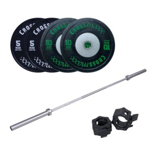 Crossmaxx Vægtløftning Vægtstangssæt 30 kg Sort + 15 kg Stang - Crossmaxx