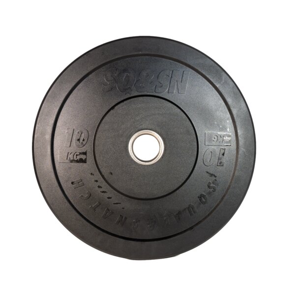 SQ&SN Bumper Plate Vægtskive (10 kg) i sort. Udstyr til styrketræning, vægtløftning og crossfit træning - SQ&SN
