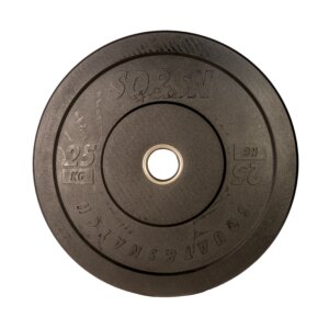 SQ&SN Bumper Plate Vægtskive (25 kg) i sort. Udstyr til styrketræning, vægtløftning og crossfit træning - SQ&SN