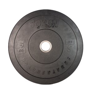 SQ&SN Bumper Plate Vægtskive (5 kg) i sort. Udstyr til styrketræning, vægtløftning og crossfit træning - SQ&SN