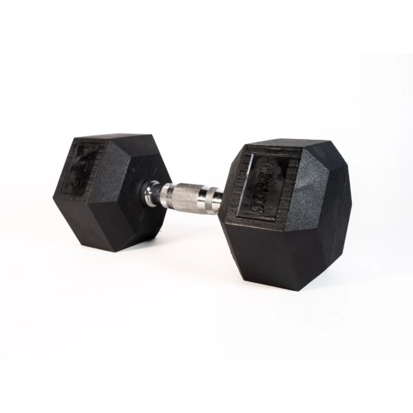 SQ&SN Hexagon Håndvægt (17,5 kg) med forkromet greb. Udstyr til crossfit træning, styrketræning og funktionel træning - SQ&SN