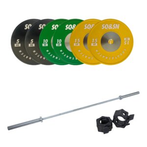 SQ&SN Styrkeløft Vægtstangssæt 60 kg Farvet + 20 kg Stang - SQ&SN