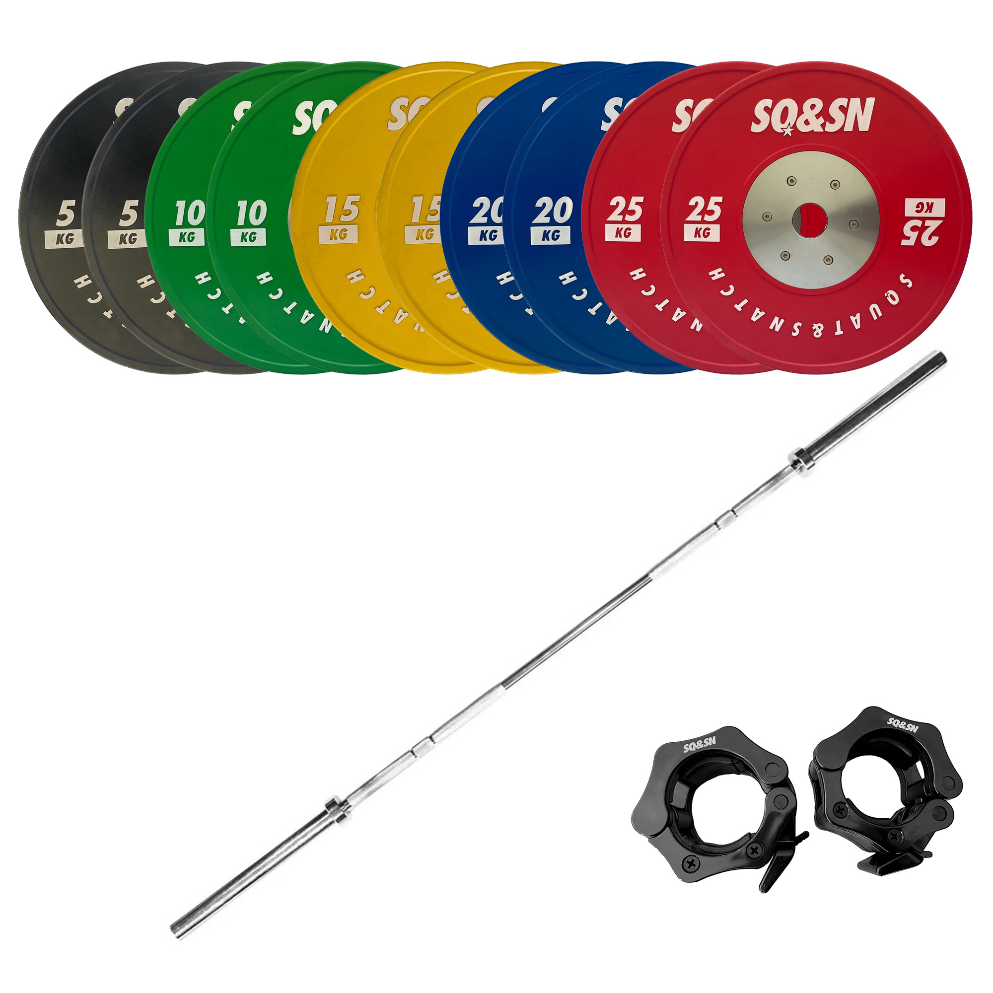 SQ&SN OL Vægtstangssæt 170 kg Farvet - SQ&SN
