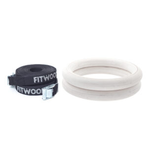 FitWood ULPU Gymnastikringe 28mm - Glazing-overflade / Sort Strop - FitWood