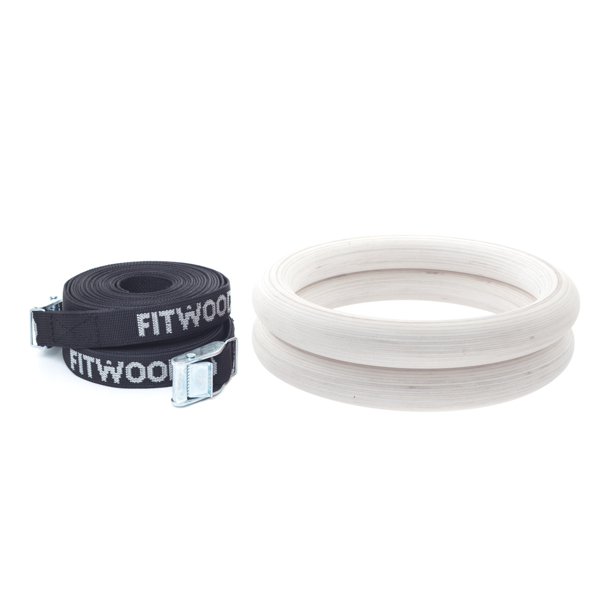 FitWood ULPU Gymnastikringe 28mm - Glazing-overflade / Sort Strop - FitWood