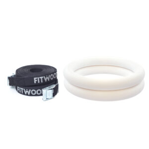 FitWood ULPU Gymnastikringe 28mm - Hvid-overflade / Sort Strop - FitWood