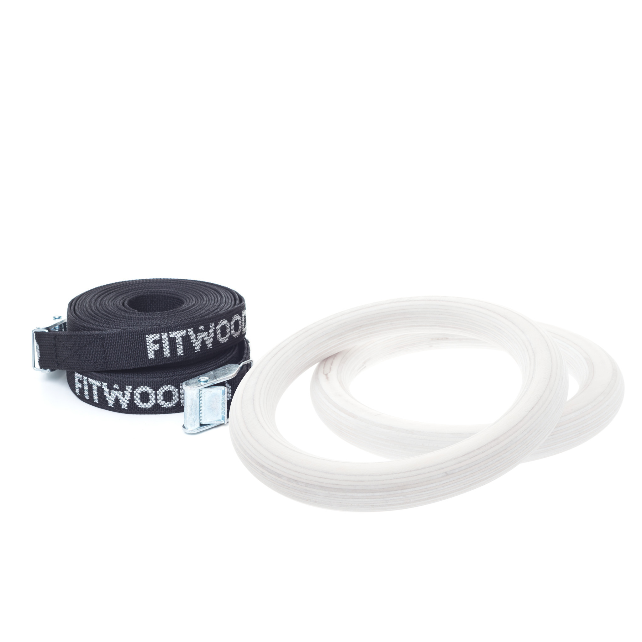 FitWood ULPU MINI Gymnastikringe 28mm - Hvid overflade / Sort Strop - FitWood