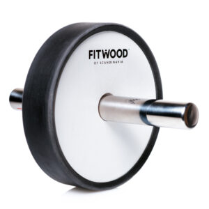 FitWood KIVI Ab Wheel - Hvid Træ / Rustfri Stål Håndtag / Sort Ring - FitWood