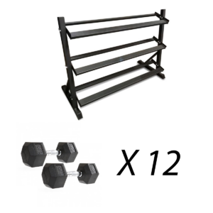 Odin Rack Bænk til Hex Håndvægte Inkl Håndvægte (165kg) - Odin