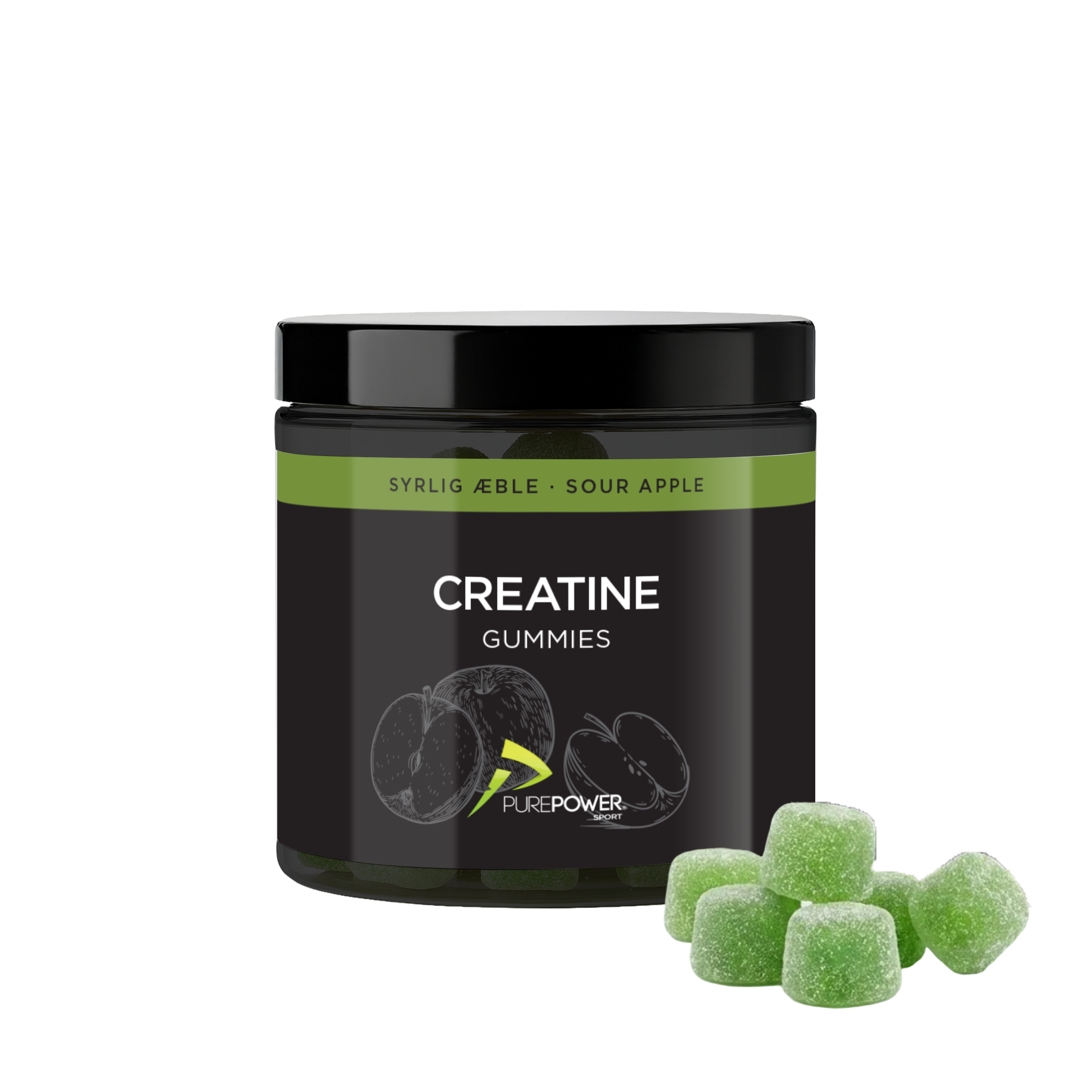 Creatine Gummies Sour Apple 60 stk. - PurePower