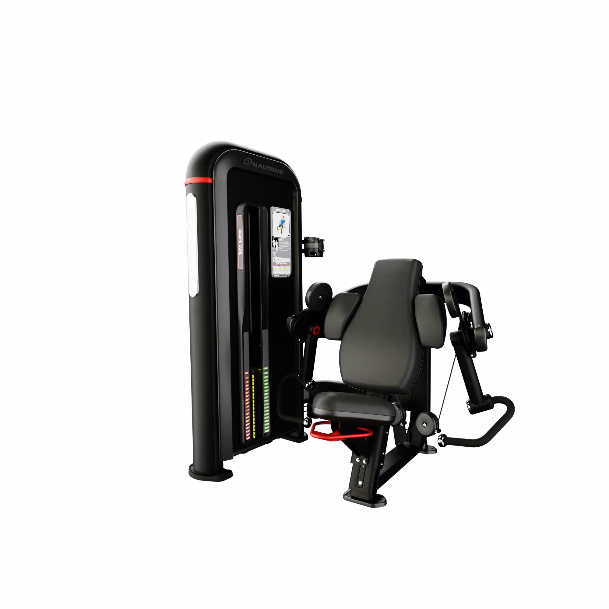 Nautilus Inspiration Biceps Curl bicepsmaskine med vægtmagasin 91 kg Sort 114 x 142 x 163 cm - Nautilus