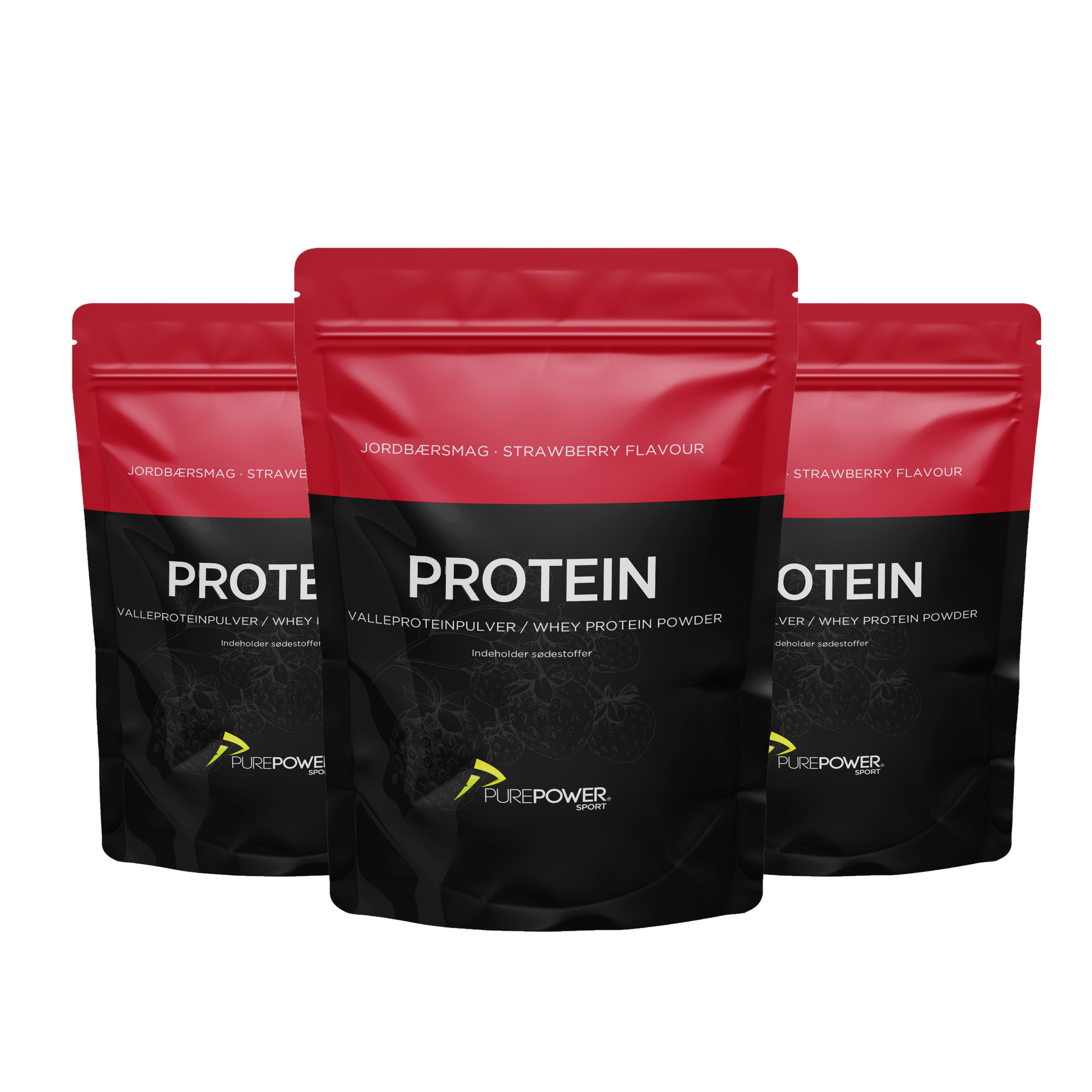 Jordbær Protein Deal 3 x 400 g - PurePower
