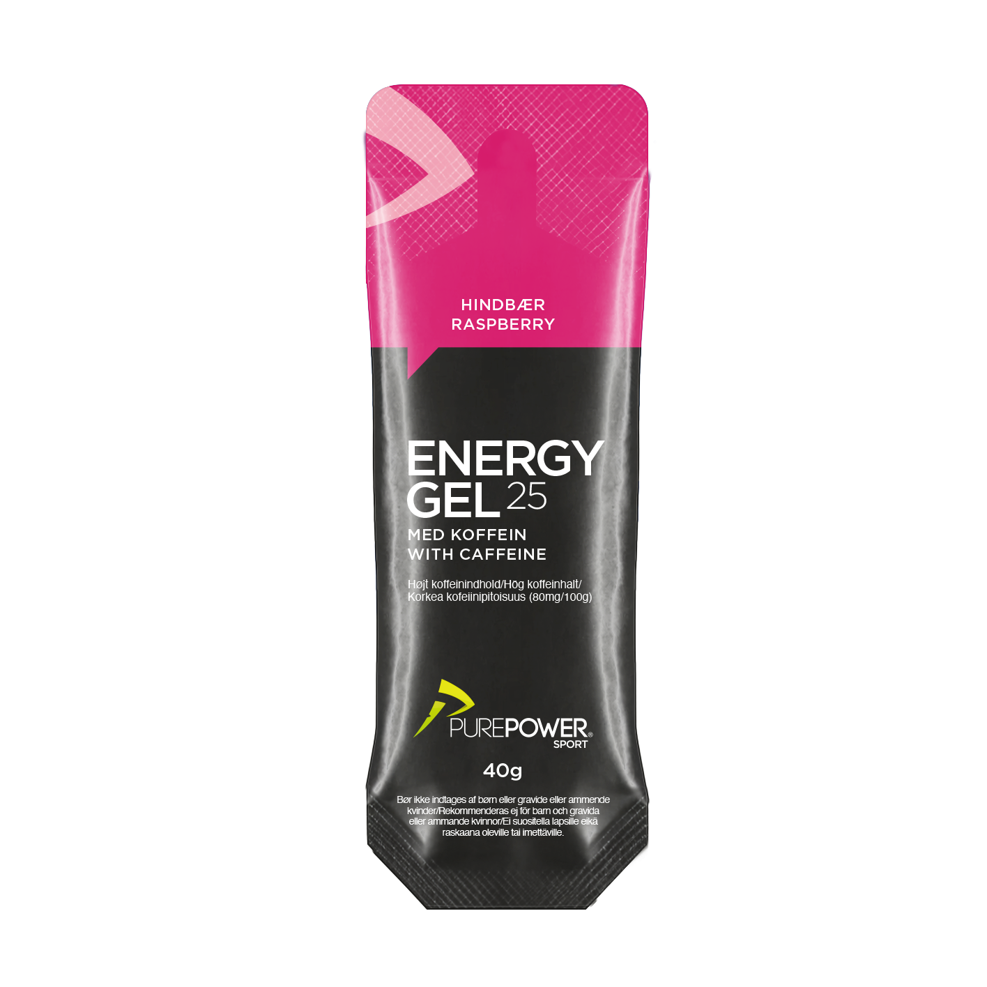 Energy Gel Koffein Hindbær 40 g - PurePower