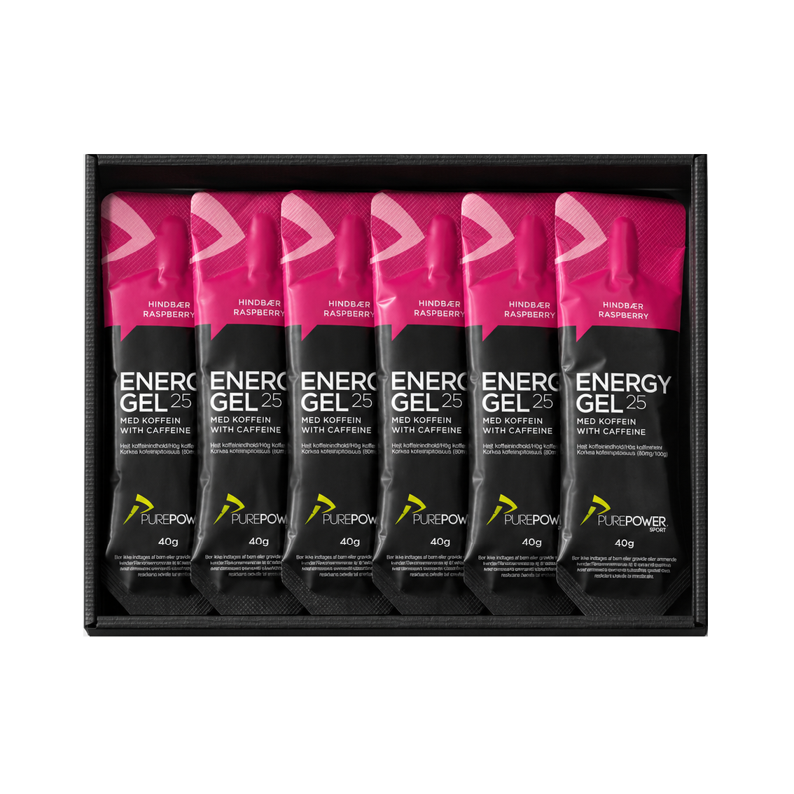 Energy Gel Koffein Hindbær 12 x 40 g - PurePower