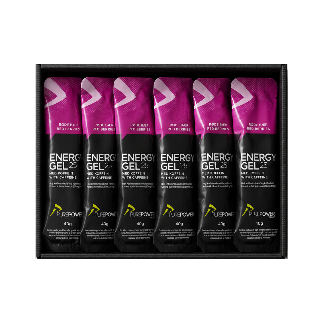 Energy Gel Koffein Røde Bær 12 x 40 g - PurePower