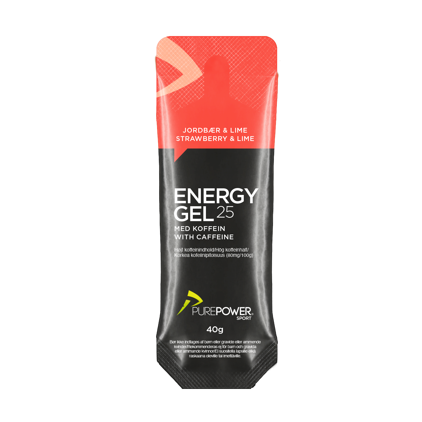 Energy Gel Koffein Jordbær/Lime 40 g - PurePower