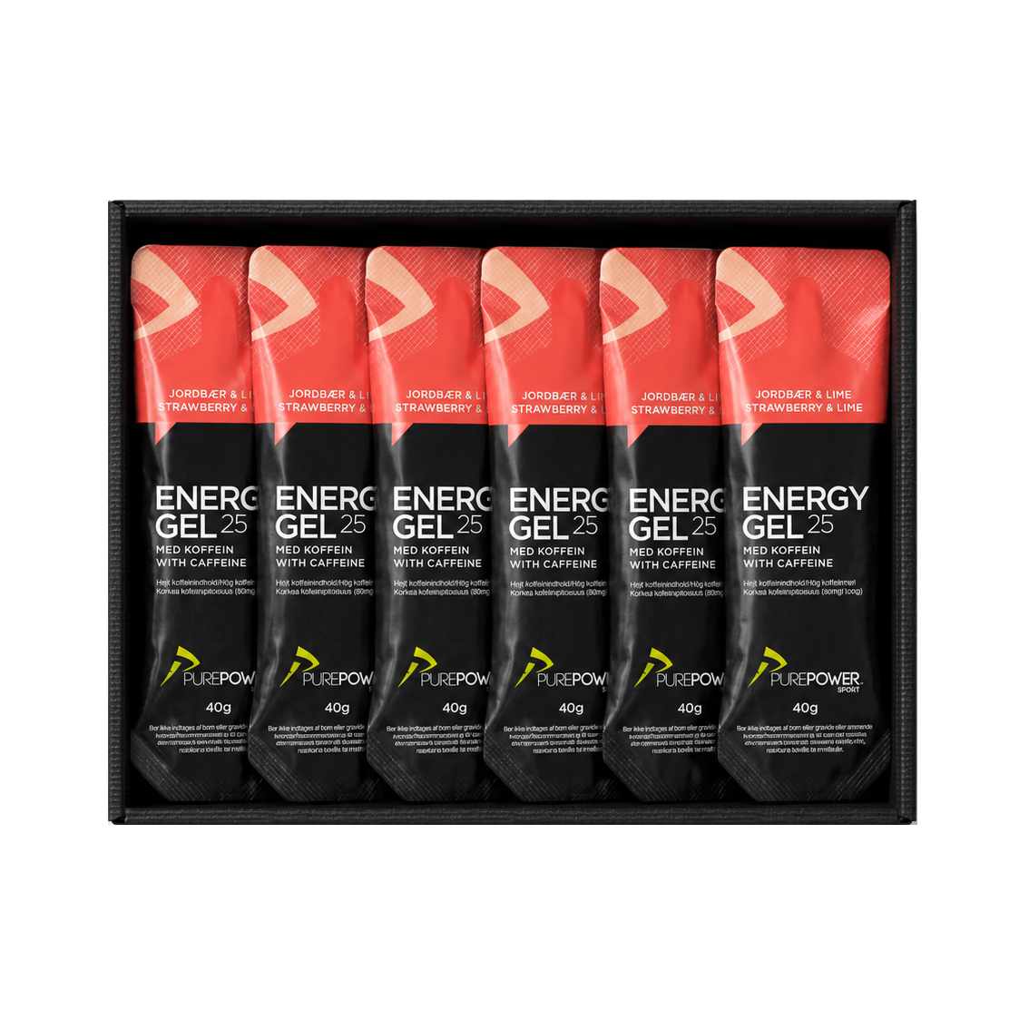 Energy Gel Koffein Jordbær/Lime 12 x 40 g - PurePower